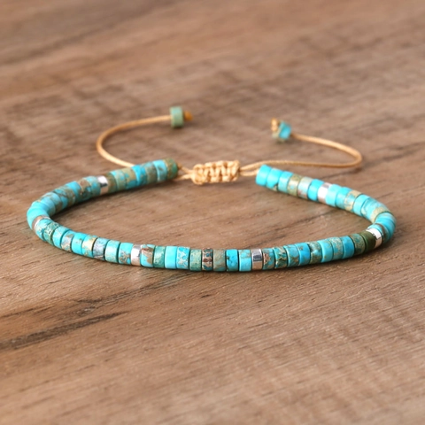 Natural Stone Beaded Bracelet Handmade Braided Adjustable Rope Bohemian Ethnic Vintage Jewelry For Unisex