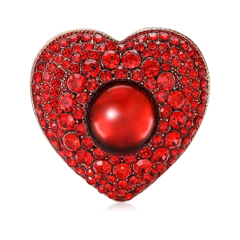Elegante Spilla A Cuore Per Donna Lega Strass E Künstliche Perle Artificiali Accessori Moda Per Completo Cappotto