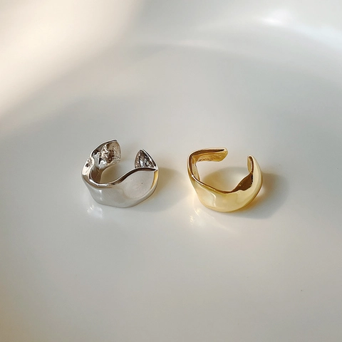 Ear Cuffs In Argento Sterling 925 Irregolari Lava Ondulati Orecchini A Clip Senza Buco Donne