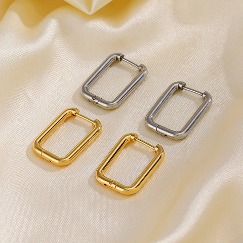 Orecchini A Cerchio Rettangolari In Acciaio Inossidabile Da Donna Placcati Oro 18K Geometrici Minimalisti Ins