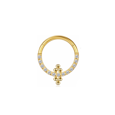 Anello Naso Clicker A Cerniera In Titanio F136 Con Zircone Strass Gioielli Per Piercing Del Corpo Per Septum Daith Helix