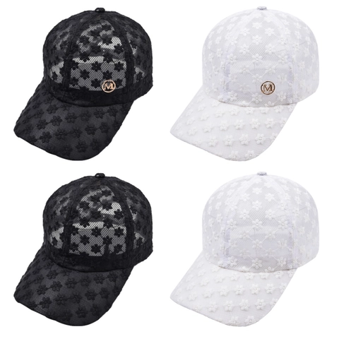 Gorra De Béisbol De Encaje Para Mujer Transpirable Bordado Floral Calado Protección Solar Sombrero De Moda Al Aire Libre