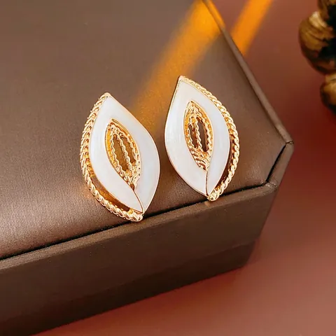 Vintage Blatt Auge Ohrstecker Legierung Emaille Mit Silbernen Ohrringstift Retro Modeschmuck Für Damen