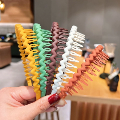 Cerchietto A Onde Resina Opaca Denti Antiscivolo Fascia Per Capelli Zigzag Per Lavare Il Viso Trucco Donne Ragazze
