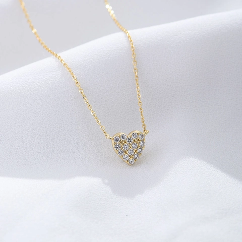Collana Con Pendente A Cuore In Argento Sterling 925 Zircone Micro-incastonato Catena Clavicola Gioielli Dolci Per Donne