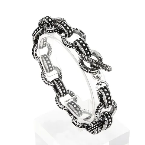 Bracelet Pour Homme En Acier Inoxydable Vintage Punk Grosse Chaîne En O Bijoux Avec Fermoir À Bascule Style Industriel