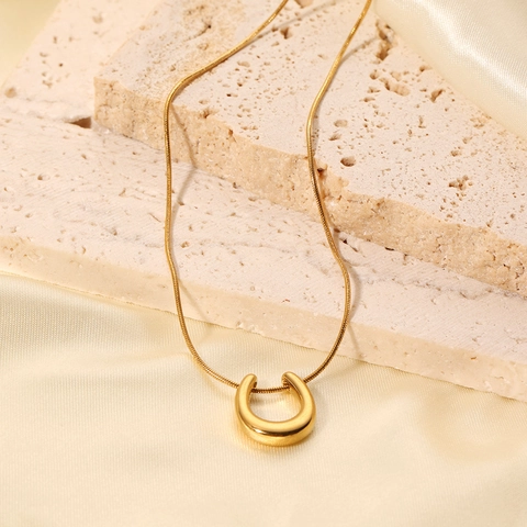 U-Förmige Hufeisen Anhänger Halskette Edelstahl 18K Vergoldet Minimalistische Schlangenkette Schmuck Für Damen