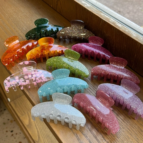 Acrylic Glitter Hair Claw Clip Thickened Multi Teeth Colorful Large Shark Clamp Elegant Simple Accessories For Women