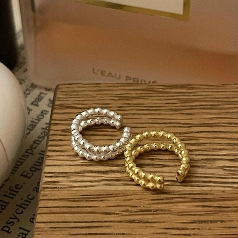 Ear Cuff A Doppia Fila Di Perline Argento Sterling 925 Minimalista Senza Buco Perla Tonda Gioielli Donna