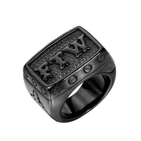 Men Stainless Steel FTW Letter Signet Ring Vintage Punk Hip Hop Biker Jewelry Screw Detail