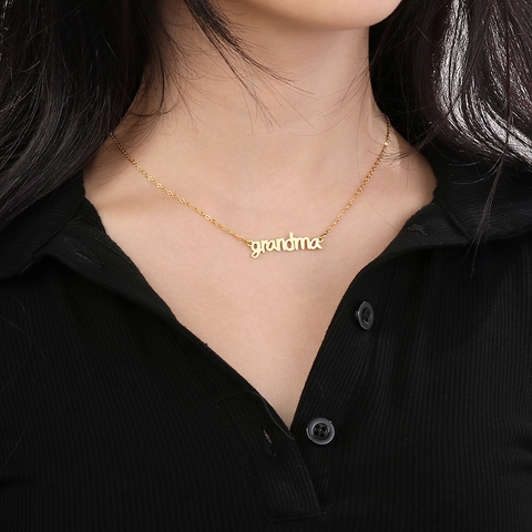 Collana Pendente Grandma Acciaio Inossidabile Lucidato Lettera Festa Della Mamma Gioielli Regalo Per Donne Elegante Catena O
