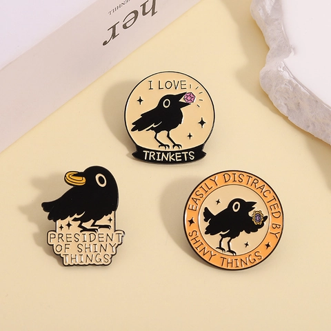 Kreative Krähe Emaille Pin Brosche Zinklegierung Lustige Vogel Zitate Für Taschen Jacken Neuheit Zubehör