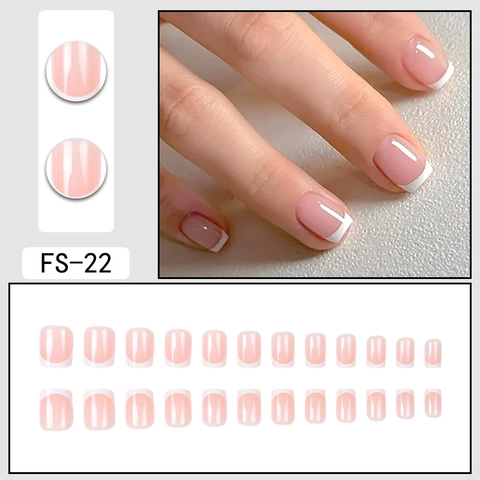 Unghie Finte A Pressione Stile Francese Corte Quadrate Rosa Nude Bianco Suggerimenti Per Unghie Artificiali Per Donna