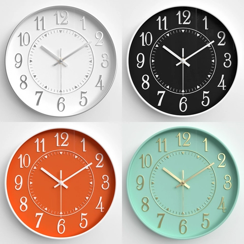 Modern Minimalist Wall Clock Silent Quartz Non-Ticking Round Plastic Glass For Living Room Bedroom Office Home Decor