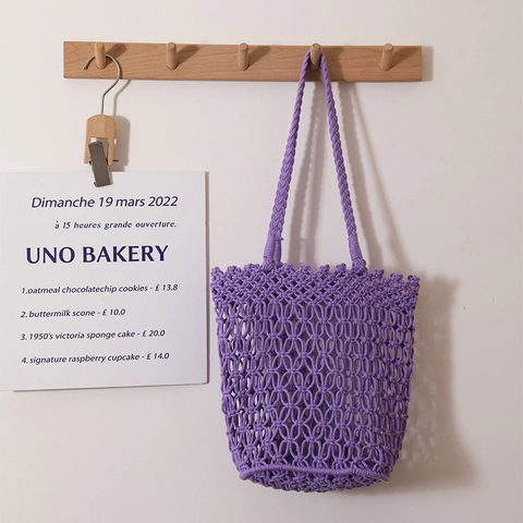 Bolso De Hombro Tejido Calado Bolsa De Playa De Malla Para Mujer Estilo Vacaciones Informal