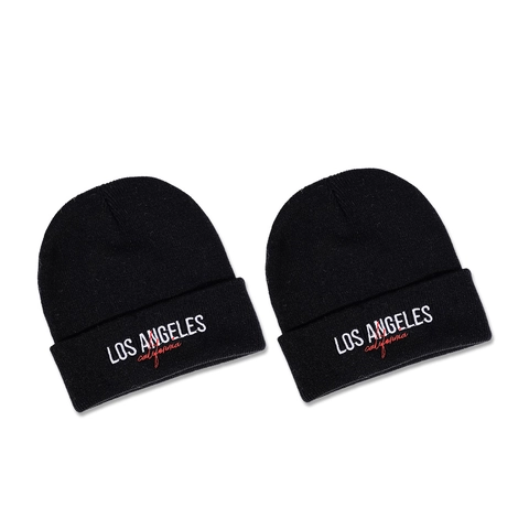 Cuffed Knitted Beanie Hat Acrylic Warm Los Angeles California Embroidery Hip Hop Streetwear Men Women Unisex