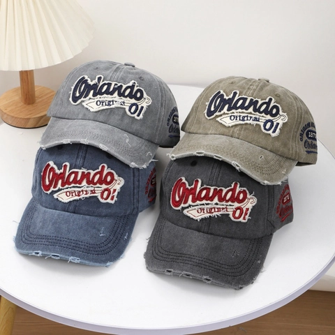 Berretto Da Baseball Vintage In Cotone Lavato Con Ricamo Lettera Orlando Protezione Solare Cappello Sportivo