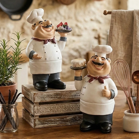 Kreative Harz Koch Figur Dekorative Ornamente Für Küche Restaurant Café Amerikanischen Landhausstil Fett Koch Statue