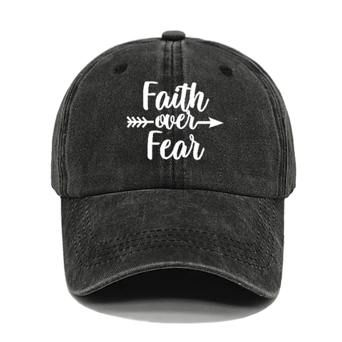 Casquette De Baseball En Coton Lavé Faith Over Fear Imprimé Flèche Graphique Vintage Chapeau Soleil Hommes Femmes Sports Plein Air