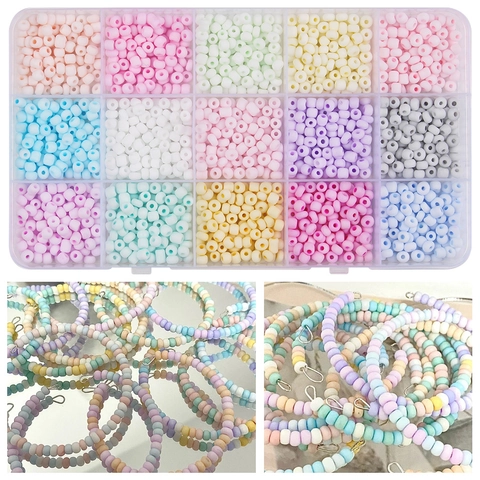 Cuentas De Vidrio Mate Kit De Fabricación De Joyas Coloridas Para Pulseras Collares Cadenas De Teléfono DIY Con Caja