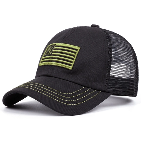 USA Flagge Patch Baseballkappe Mesh Trucker Hat Atmungsaktiv Verstellbar Taktisch Outdoor Sonnenhut Unisex
