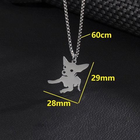 Chihuahua Hund Silhouette Anhänger Halskette Edelstahl Box Kette Minimalistischer Modeschmuck Geschenk Für Tierliebhaber