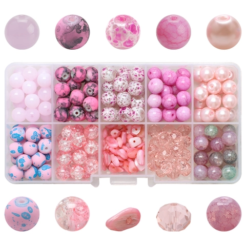 Glass Crystal Loose Beads Multi Color DIY Bracelet Necklace Earring Jewelry Making Material Crackle Burst Pattern Case