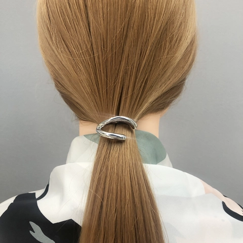 Alloy Metal Ponytail Clip Minimalist Geometric Hair Cuff Accessory For Women Street Style High-End Hairpin