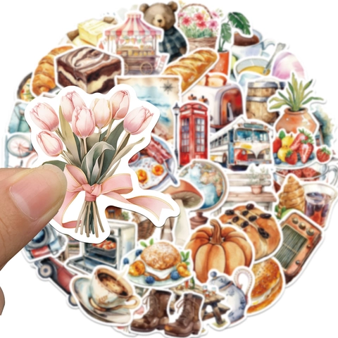 Adesivi Decorativi Acquerello PVC Impermeabile Per Laptop Telefono Skateboard Bottiglia Acqua Forniture Scrapbooking