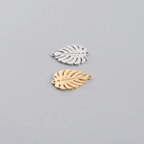 Pendente Foglia Monstera Cavo 304 Acciaio Inossidabile Dual Foro Specchio Lucido Fascino Tropicale Per DIY Gioielli