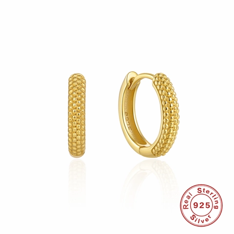Boucles d'Oreilles Créoles Minimalistes en Argent Sterling S925 Avec Petits Points Ronds Femme Personnalisé Style INS Plaque Or