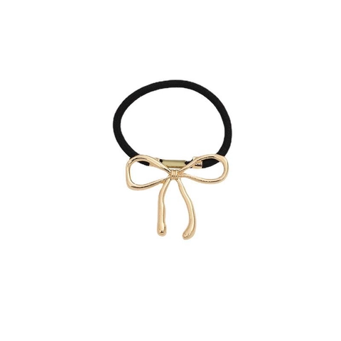 Minimalist Bowknot Faux Artificial Pearl Alloy Elastic Hair Ties Korean Style Elegant Ponytail Holders For Women Daily Wear