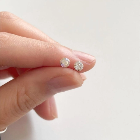 Pendientes De Botón Con Diamantes De Imitación AB De Cuatro Puntas Minimalistas Con Poste De Plata De Ley 925 Para Mujer Joyería Geométrica Simple