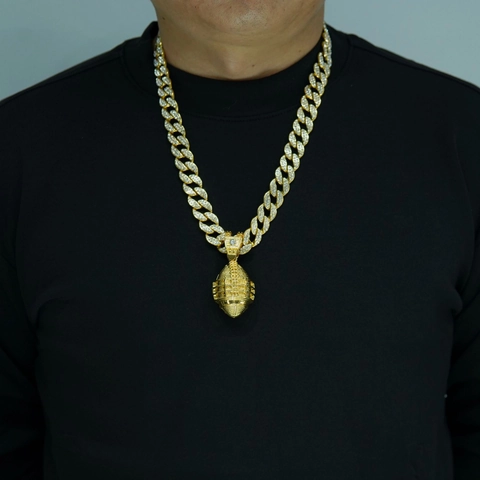 Hip Hop American Football Rugby Anhänger Halskette Legierung Iced Out Straßstein Panzerkette Streetwear Schmuck