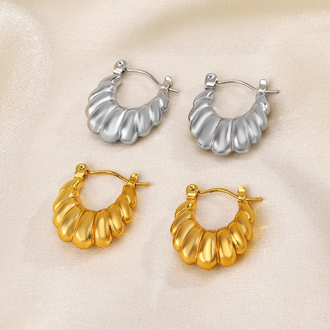 Orecchini A Cerchio Croissant Vintage Acciaio Inossidabile Placcato Oro Geometrico Fibbia Per Orecchio Stile Francese Da Donna