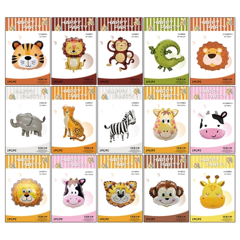Animal Shape Foil Balloons Aluminum Film Self Sealing Reusable Birthday Party Decoration Cute Lion Tiger Zebra Elephant