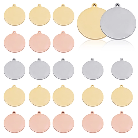 Roestvrijstalen Ronde Blanco Bedels Gepolijste Spiegeloppervlak Tags Voor DIY Sieraden Maken Kettingen Armbanden