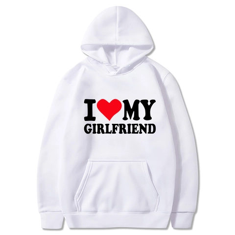 Men Hoodie Sweatshirt Fleece Lined Polyester Pullover Long Sleeve Kangaroo Pocket Slogan Heart Print Casual Streetwear