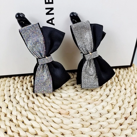 Französische Retro Schleife Bananenclip Strass Stoff Elegant Rutschfest Pferdeschwanz Halter Haarschmuck Für Damen