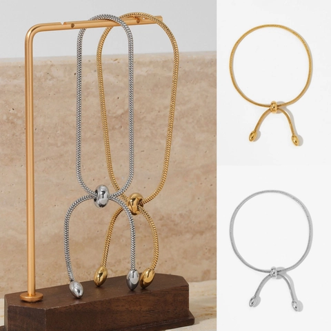 Minimalist Stainless Steel Snake Chain Bracelet For Women Adjustable Sliding Buckle Trendy Daily Jewelry Hand Accessory