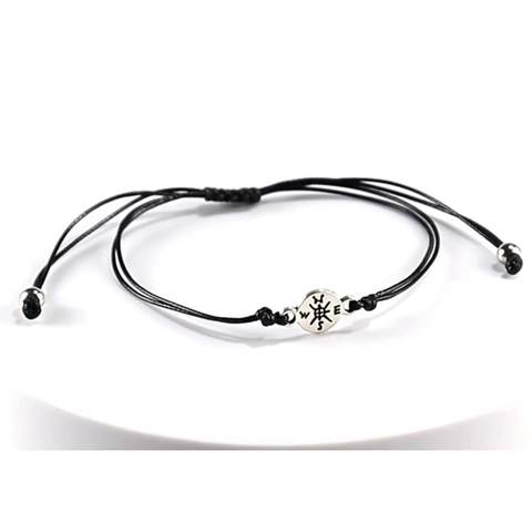 Compass Bracelet Graduation Gift With Alloy Pendant Braided Wax Cord Adjustable Inspirational Card Jewelry