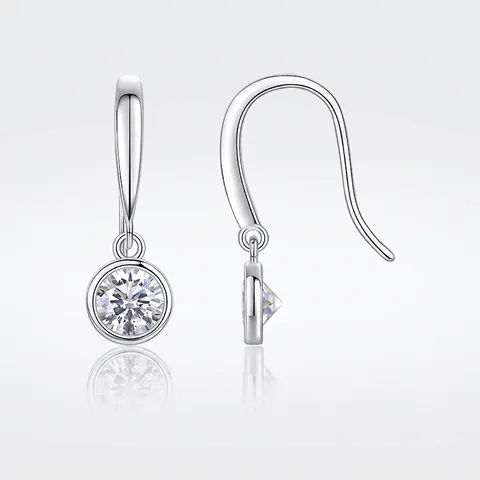 Orecchini a Gancio in Argento Sterling S925 Con Moissanite per Donna Orecchini Pendenti Taglio Rotondo Alta Qualità Gioielli