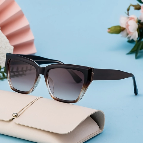 Damen Cat Eye Sonnenbrille Mode Großer Quadratischer Rahmen UV400 Schutz PC Gläser Outdoor Reise Trendy