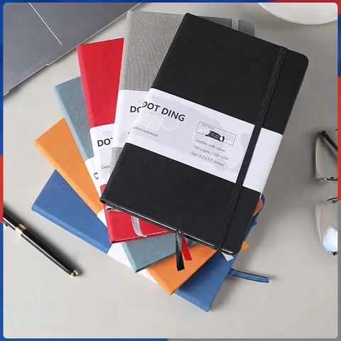 Dotted Notebook Faux Leather Soft Cover Elastic Band Ribbon Bookmark For Office School Daily Writing Minimalist Journal