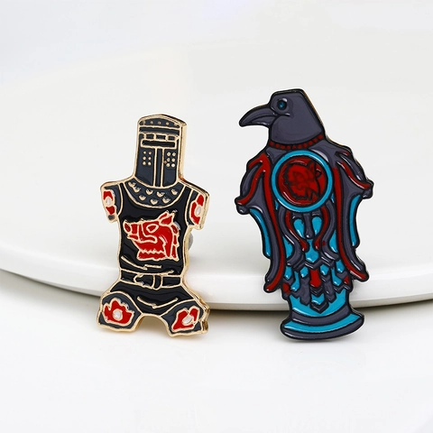 Mittelalterliche Ritterrüstung Rabe Emaille Pin Gothic Fantasy Legierung Brosche Retro Kreative Kleidung Schmuck Zubehör Für Damen Herren