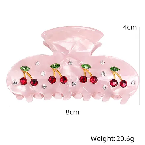 Cherry Hair Claw Clip Acrylic Acetate Rhinestone Sparkling Large Nonslip Hairpins Hair Accessories For Women Girls