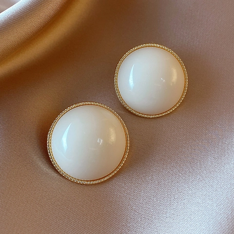 Geometrische Acryl Ohrstecker Für Damen Retro Einfach Cremeweiß Legierung Schmuck Mit 925 Sterling Silber Ohrring Pfosten