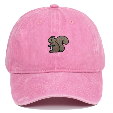 Eichhörnchen Stickerei Gewaschene Baumwolle Baseballkappe Vintage Sonnenschutz Outdoor Sport Verstellbar Für Damen Herren