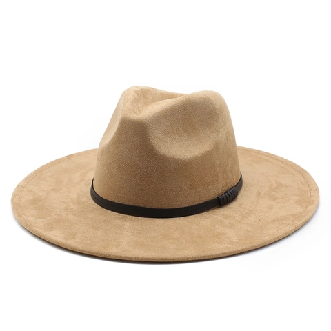 Chapeau Fedora En Suède À Bord Large Chapeau De Jazz Vintage Pour Hommes Et Femmes