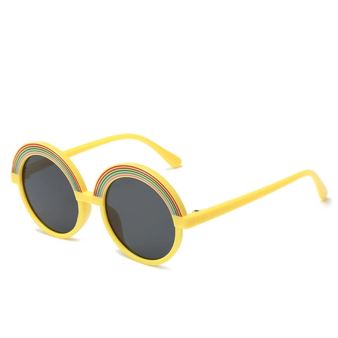 Kinder Zonnebril Rond PC Frame AC Lens UV400 Bescherming Schattig Regenboog Decor Mode Buiten Strand Reizen Jongens Meisjes